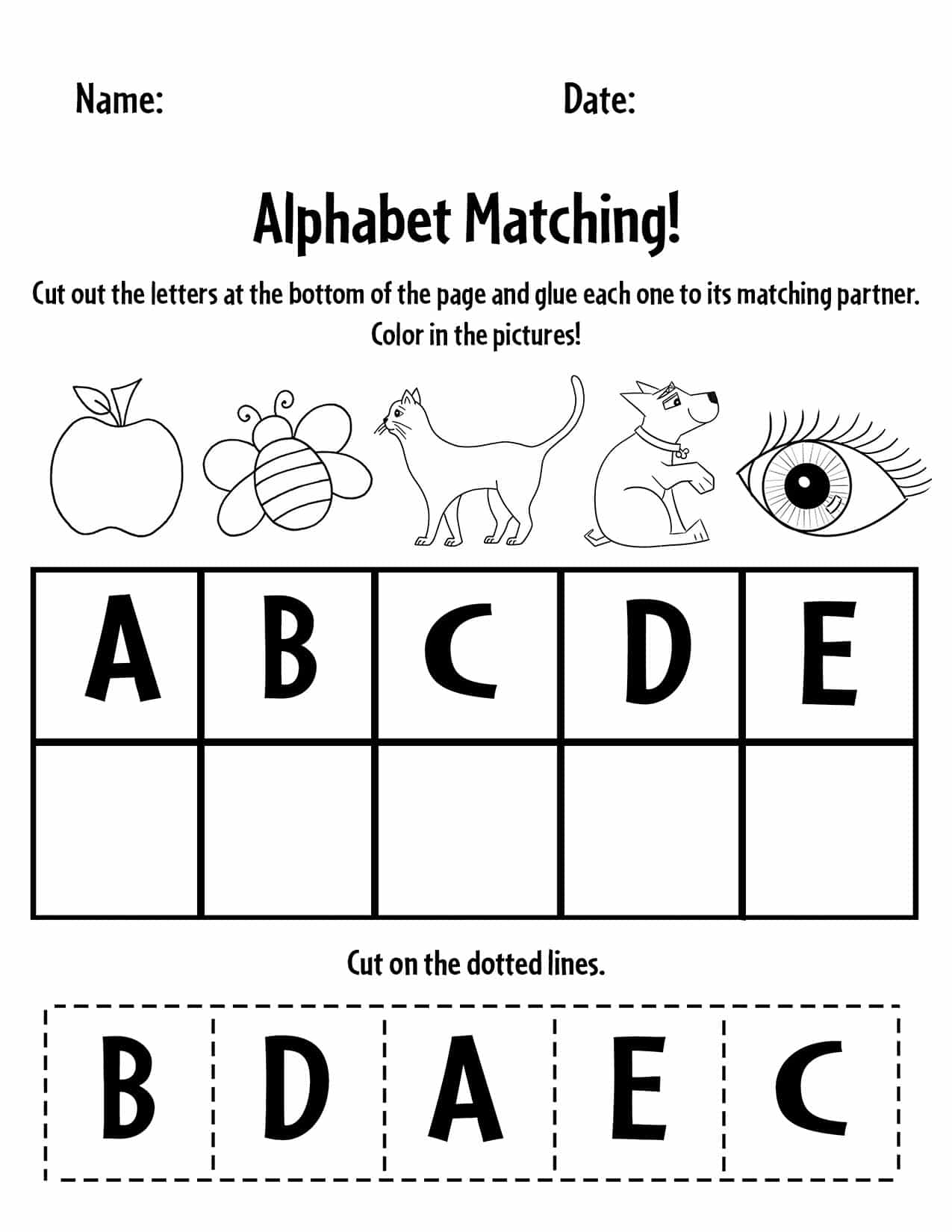 English Alphabets Worksheets Matching