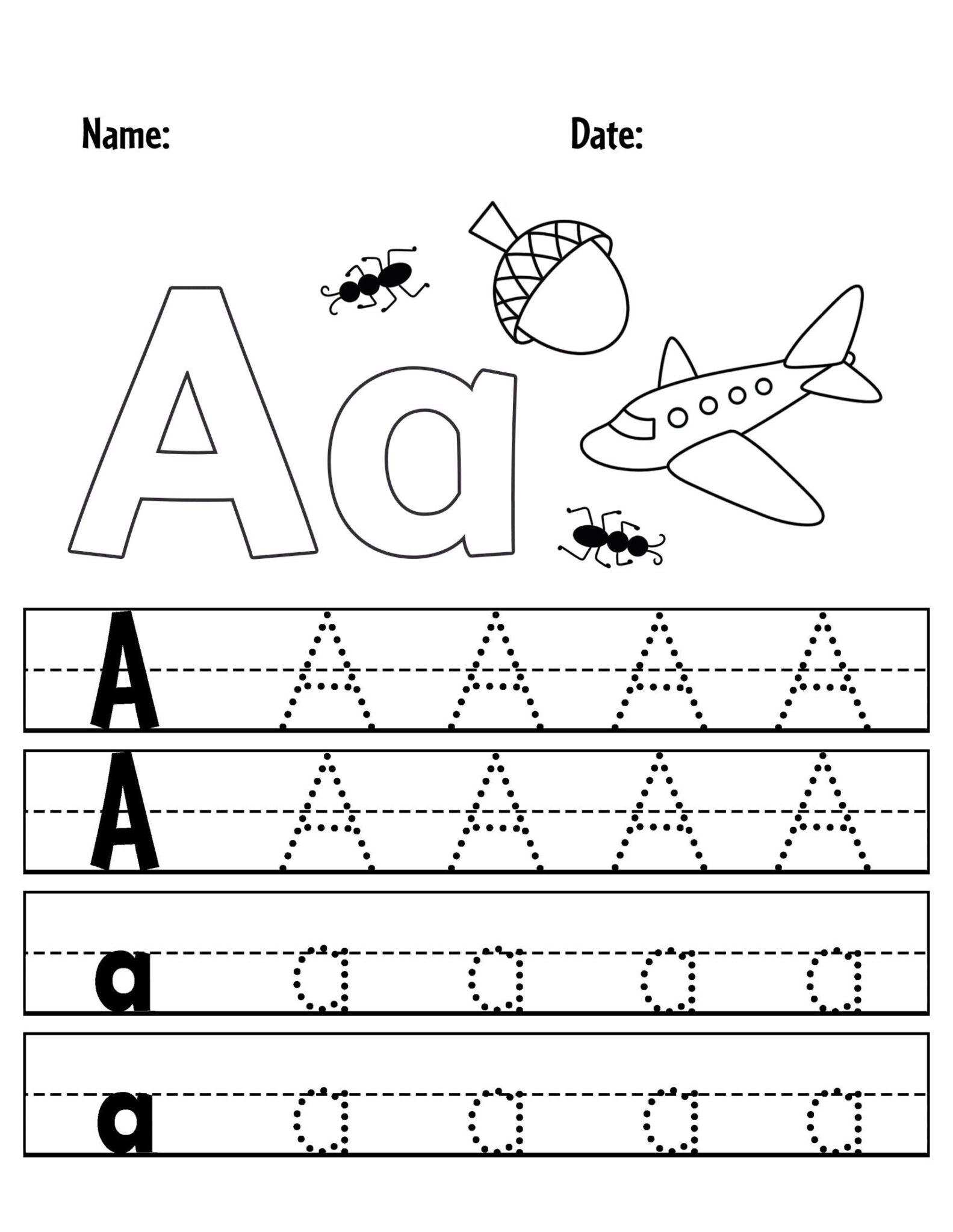 FREE Letter A Worksheets for Preschool! ⋆ The Hollydog Blog
