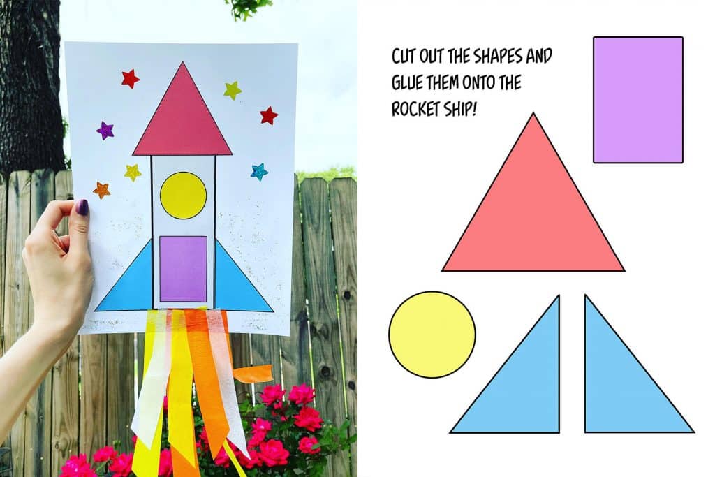 Rocket Space Ship Cut and Paste Craft Template