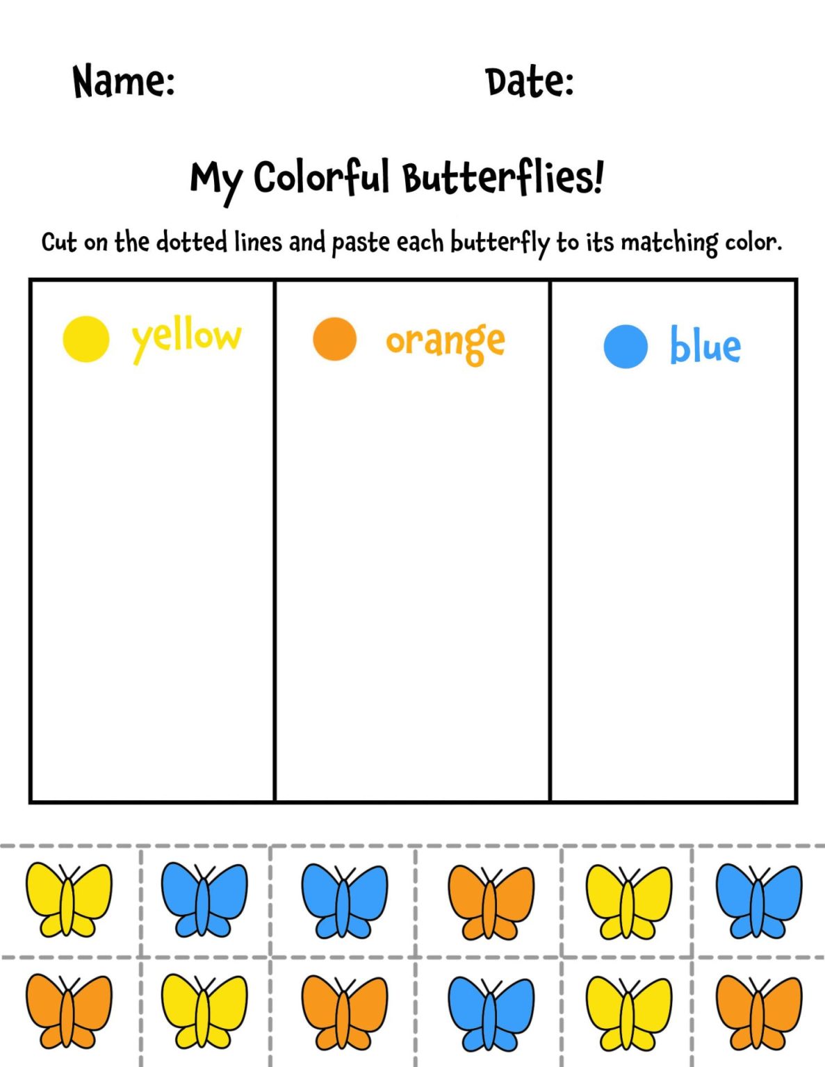 Free Butterfly Worksheets for Preschool (Cut and Paste, Tracing ...