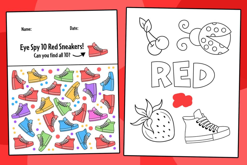 red worksheets for preschool