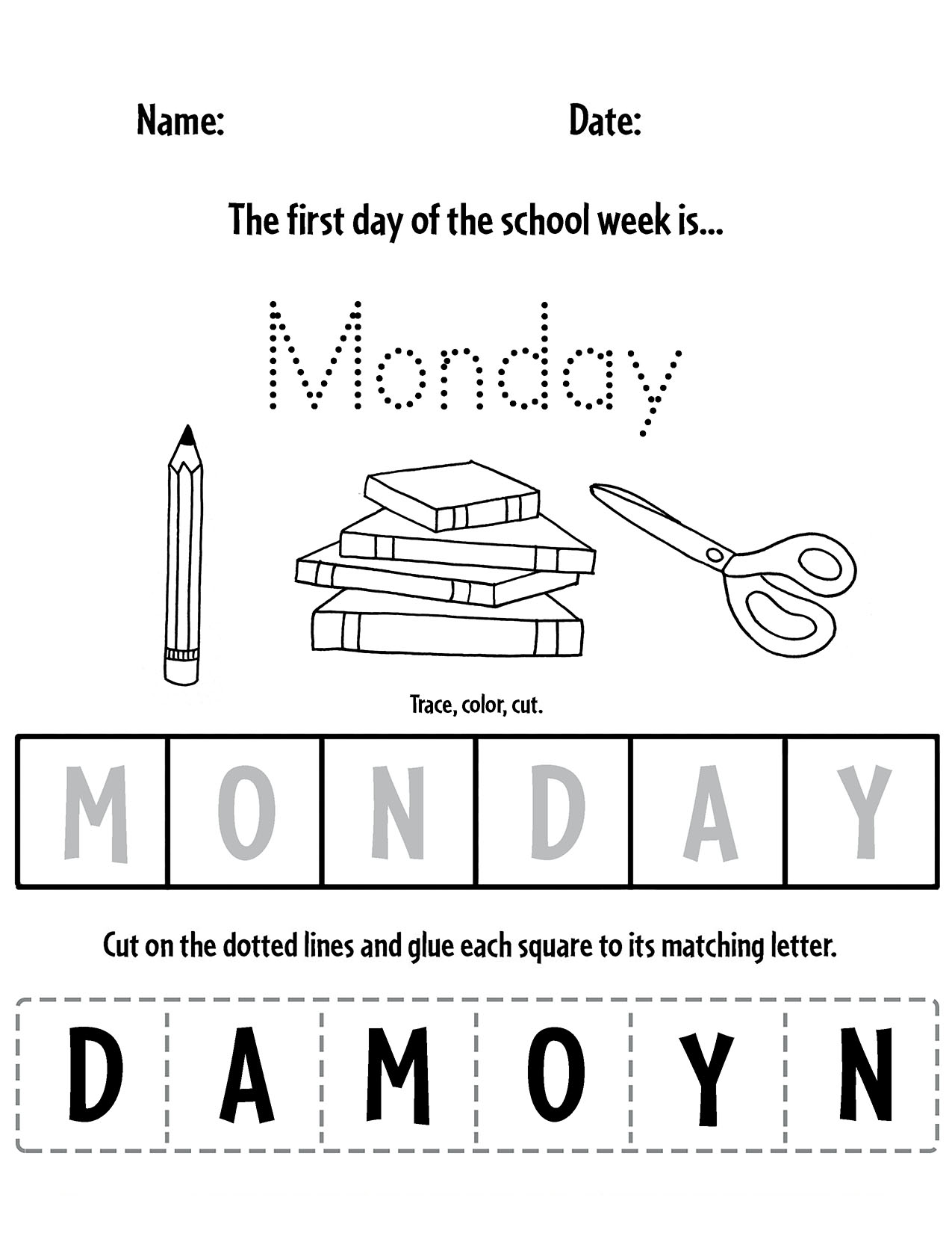 Free Printable Days of the Week Worksheets! ⋆ The Hollydog Blog