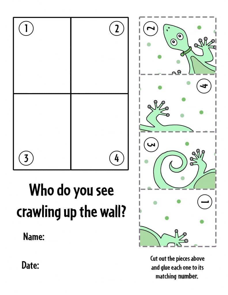 Free March Worksheets for Preschool Lizard Puzzle