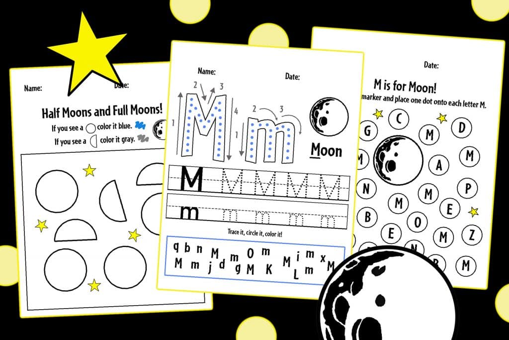 Moon Preschool Theme Worksheets!