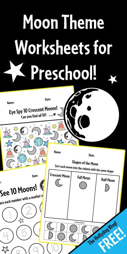 Moon Preschool Theme Worksheets!