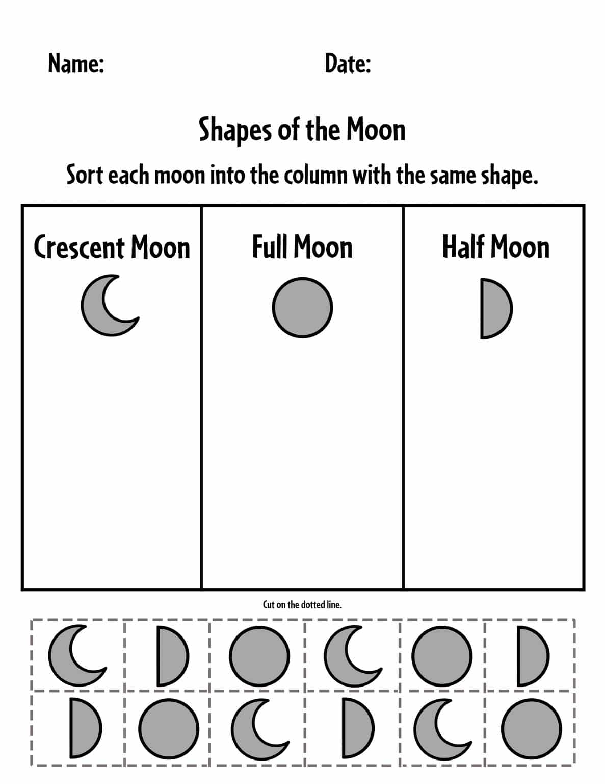 Moon Preschool Theme Worksheets! ⋆ The Hollydog Blog