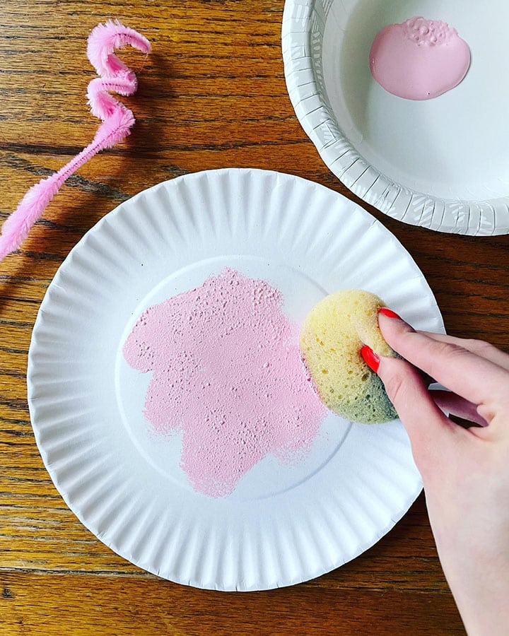 pink sponge painting