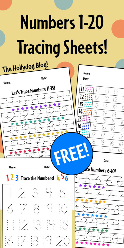 Free Numbers 1 20 Tracing Worksheets The Hollydog Blog