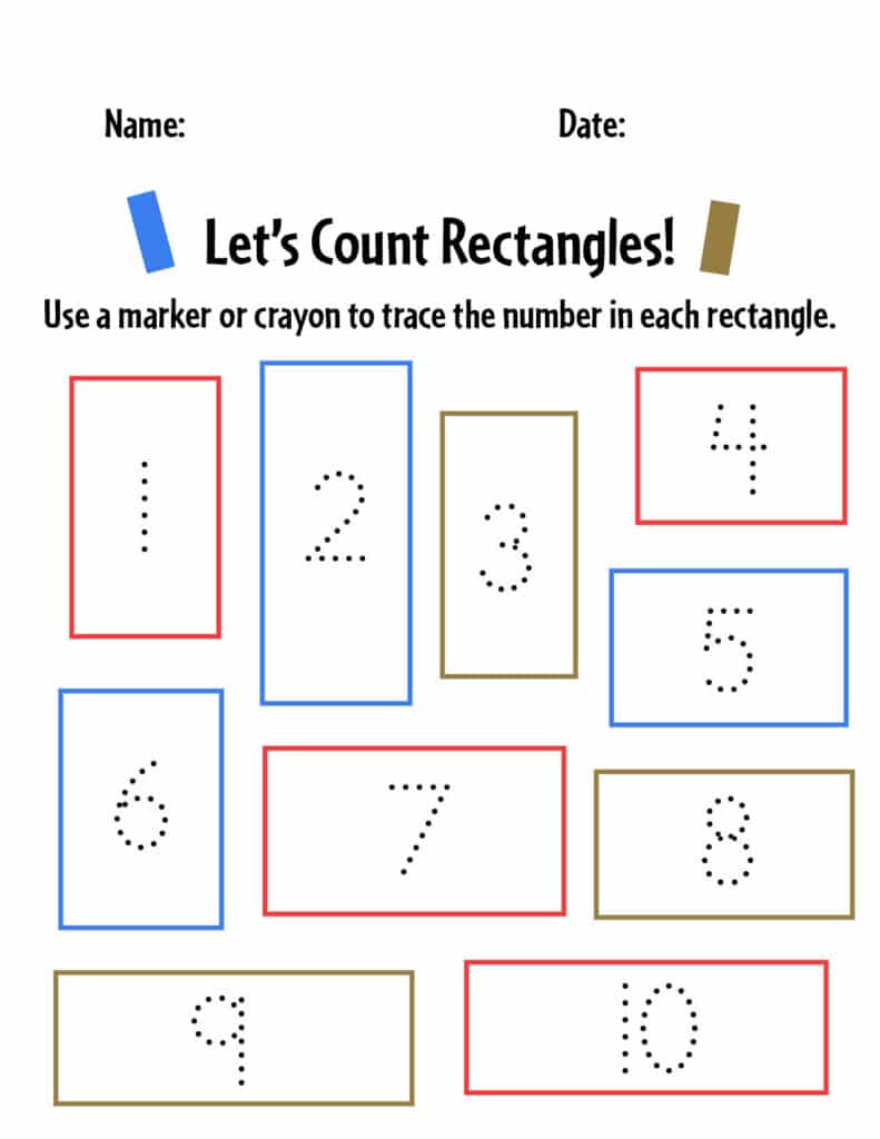 Rectangle Counting Sheet, Free Rectangle Worksheets for Preschool!
