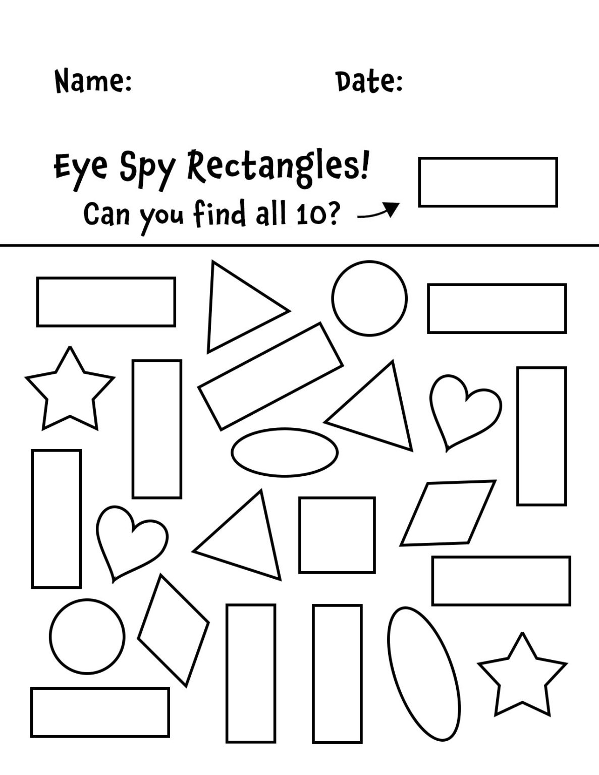 Free Rectangle Worksheets for Preschool (Easy Printable Shape ...