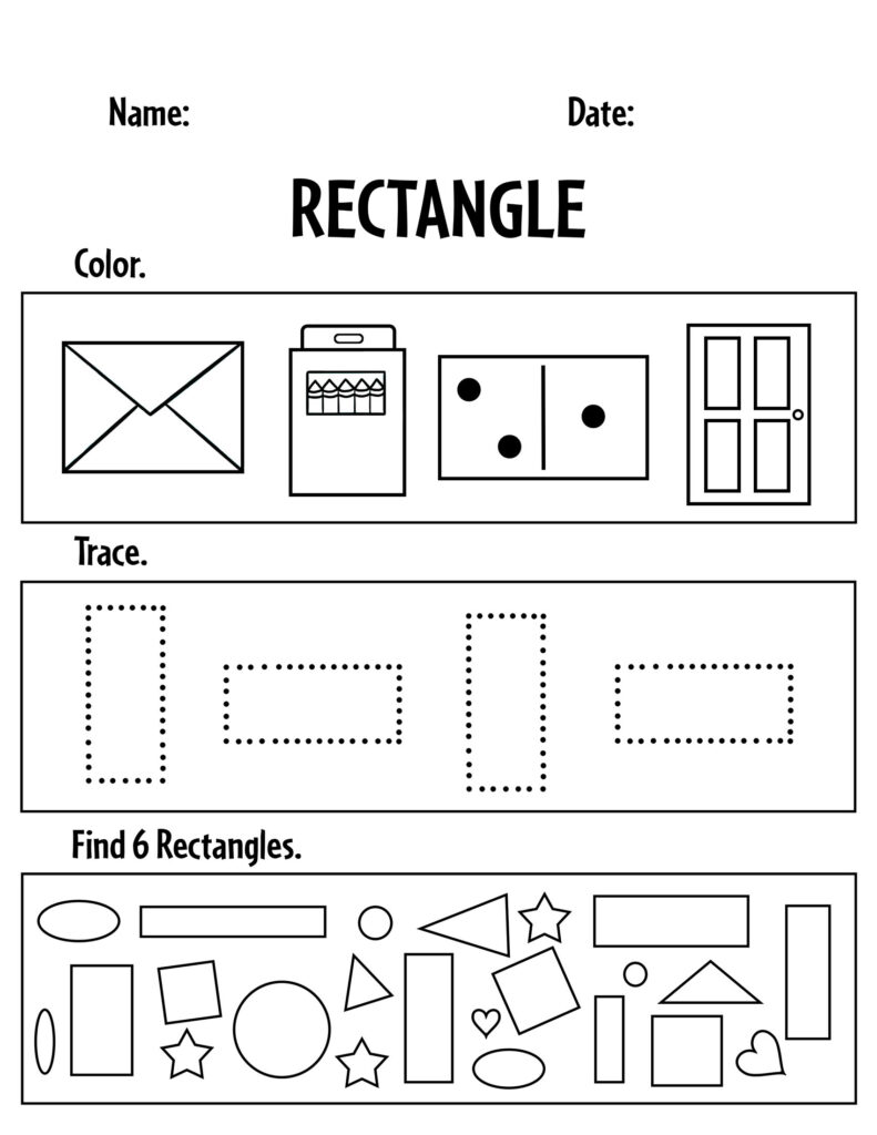 Rectangle: Color, Trace, and Find Worksheet