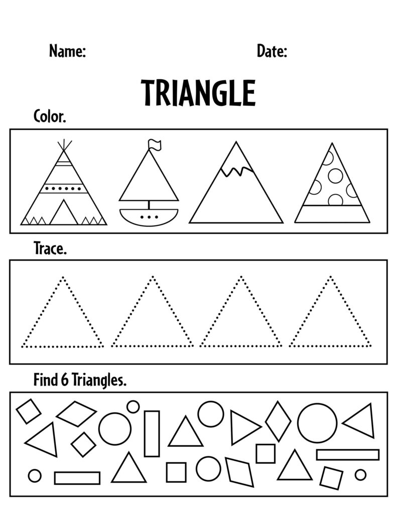 Triangle Color, Trace, and Find Worksheet
