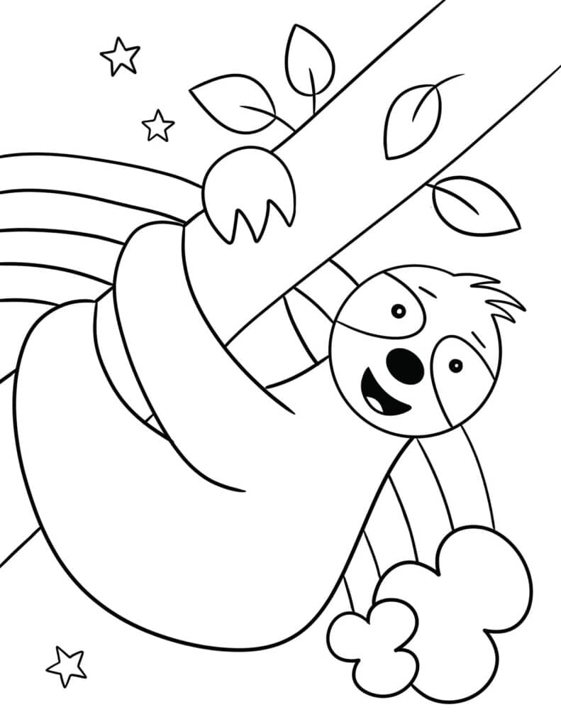 Climbing Sloth Coloring Page, Free Printable Sloth Coloring Pages