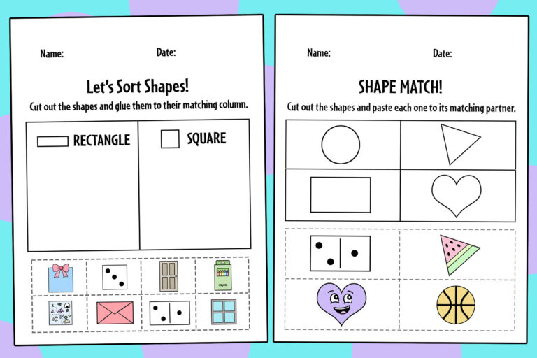 Free Shape Sorting Worksheets for Preschool! ⋆ The Hollydog Blog
