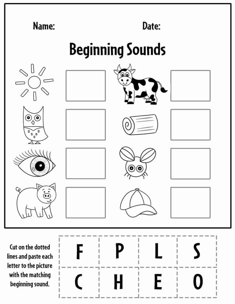 Beginning Sounds Worksheets for Preschool