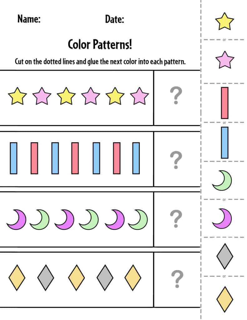 Color Pattern Worksheets