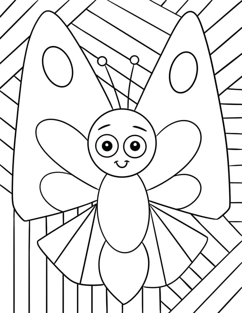 Happy Butterfly Coloring Page