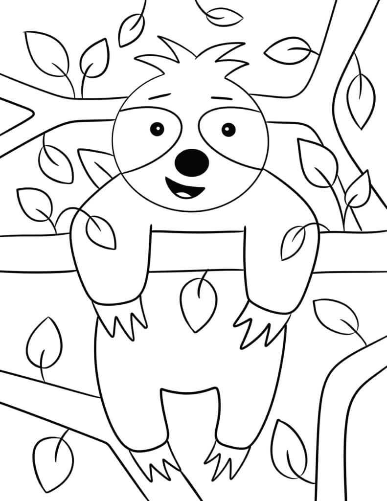 Leafy Sloth Coloring Page