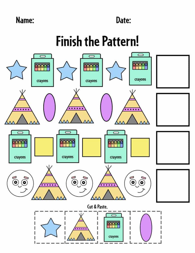 Free Printable Pattern Worksheets for Preschool ⋆ The Hollydog Blog