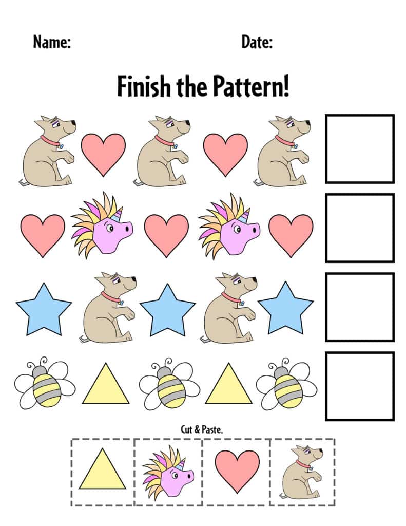 pattern worksheets for preschool