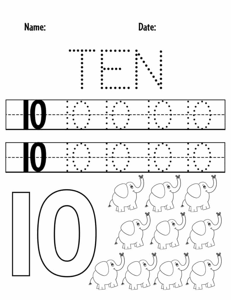 Number 10 Tracing Sheet