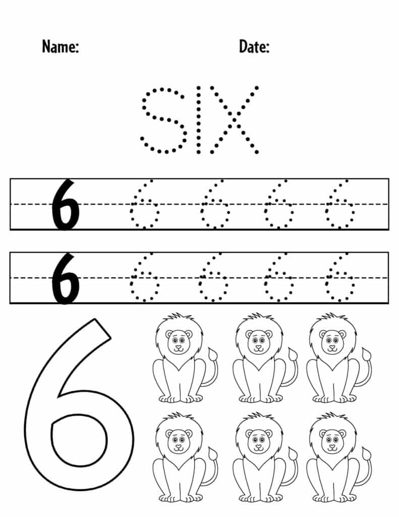 Number 6 Tracing Sheet