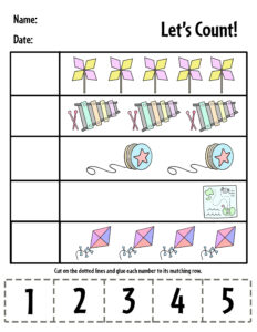 Cut and Paste Numbers 1-5 Worksheets for Preschool ⋆ The Hollydog Blog