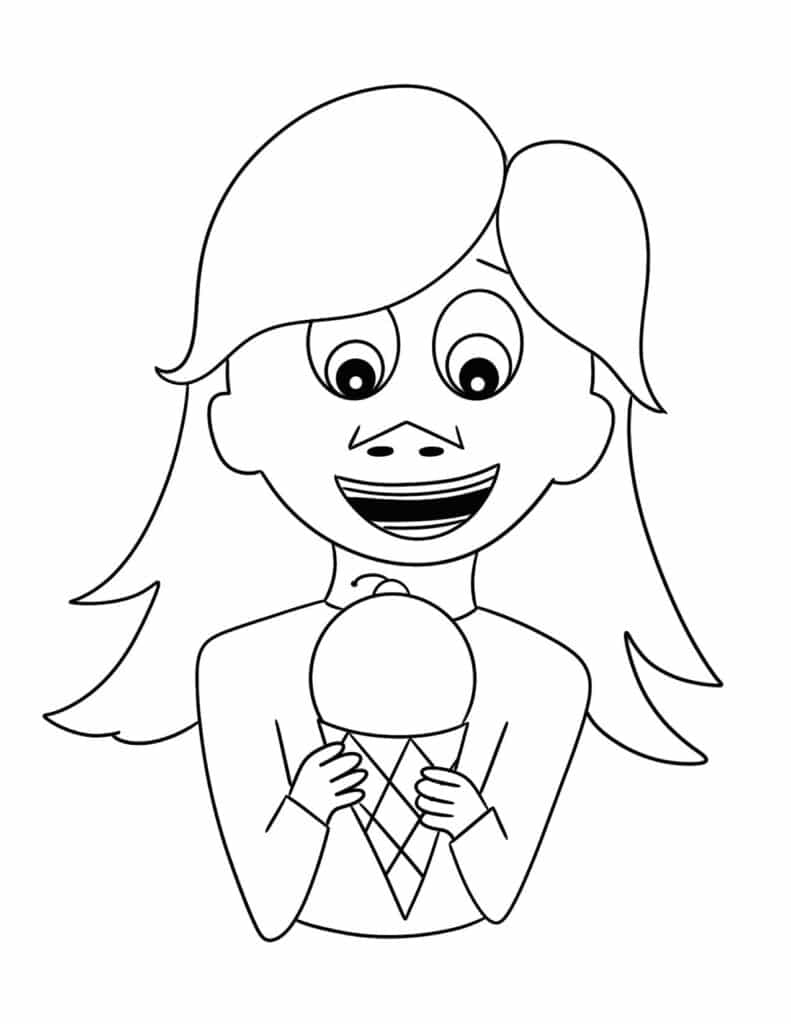Girl with Ice-Cream Cone Coloring Page, Ice-Cream Coloring Pages