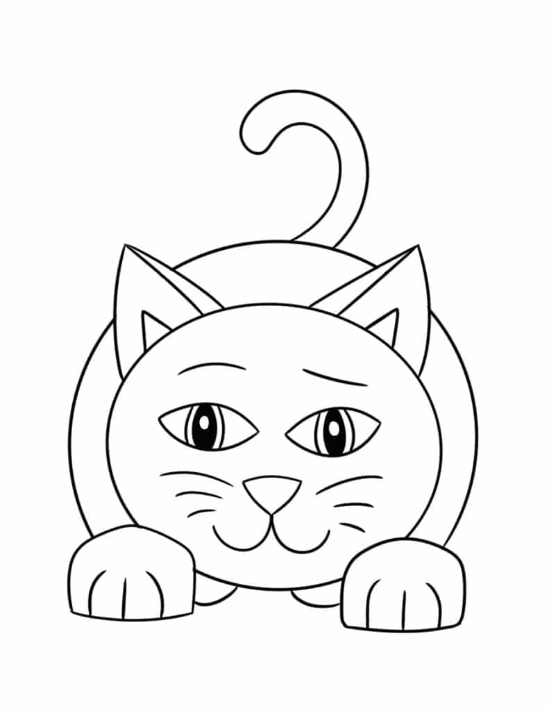 Happy Cat Coloring Page