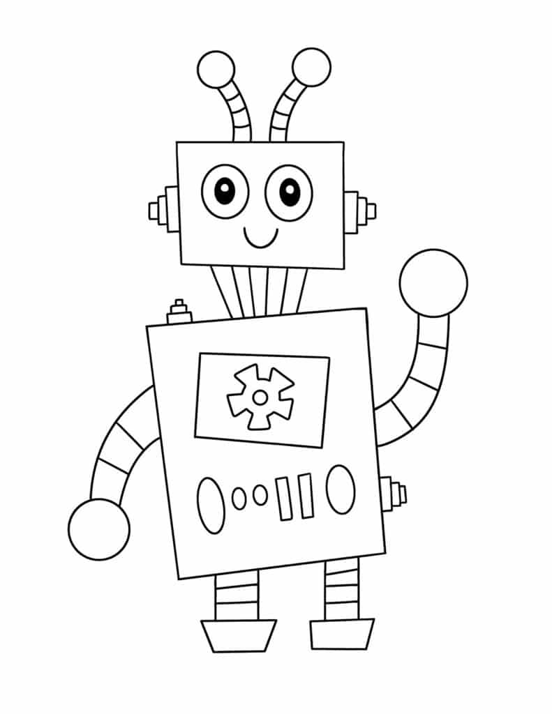 Happy Robot Coloring Page, Free Robot Coloring Pages