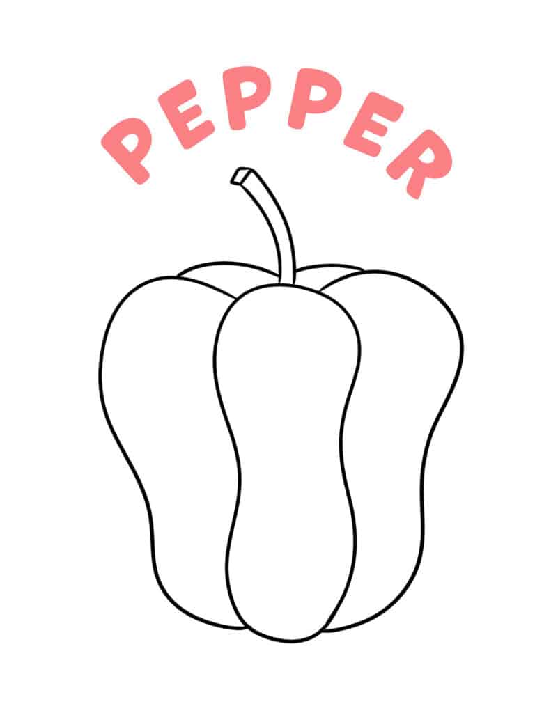Pepper Coloring Page, Free Vegetable and Fruit Coloring Pages