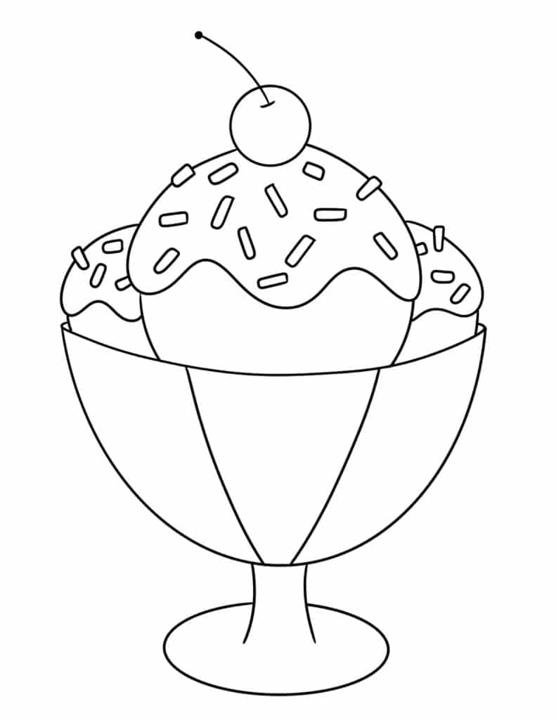 Triple Scoop Coloring Page, Ice-Cream Coloring Pages