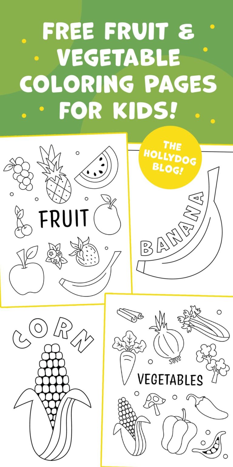 Free Vegetable and Fruit Coloring Pages for Kids ⋆ The Hollydog Blog