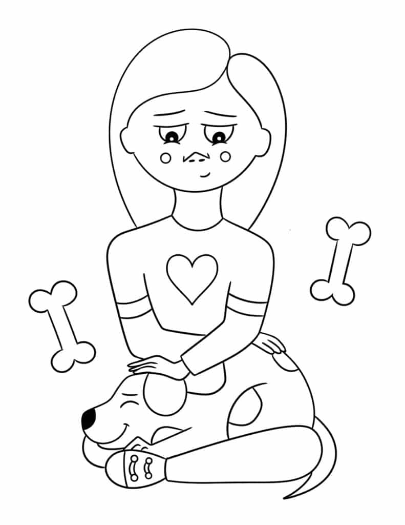 Girl and Dog Coloring Page, Free Pet Coloring Pages for Kids!