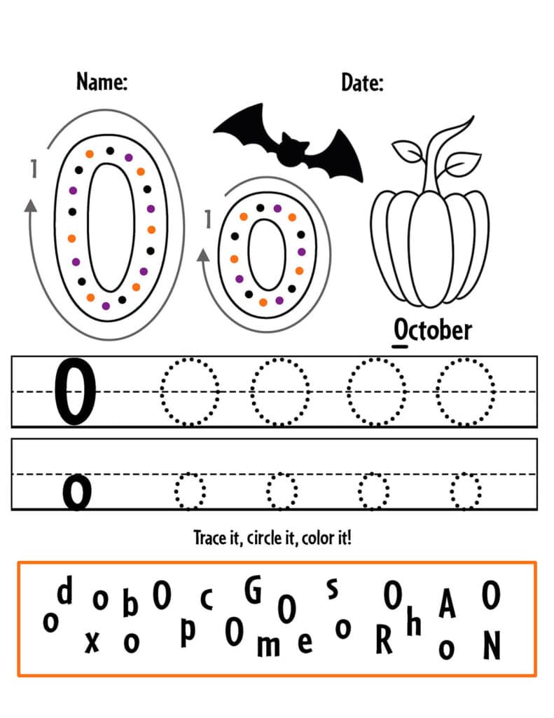 Letter O Tracing Sheet