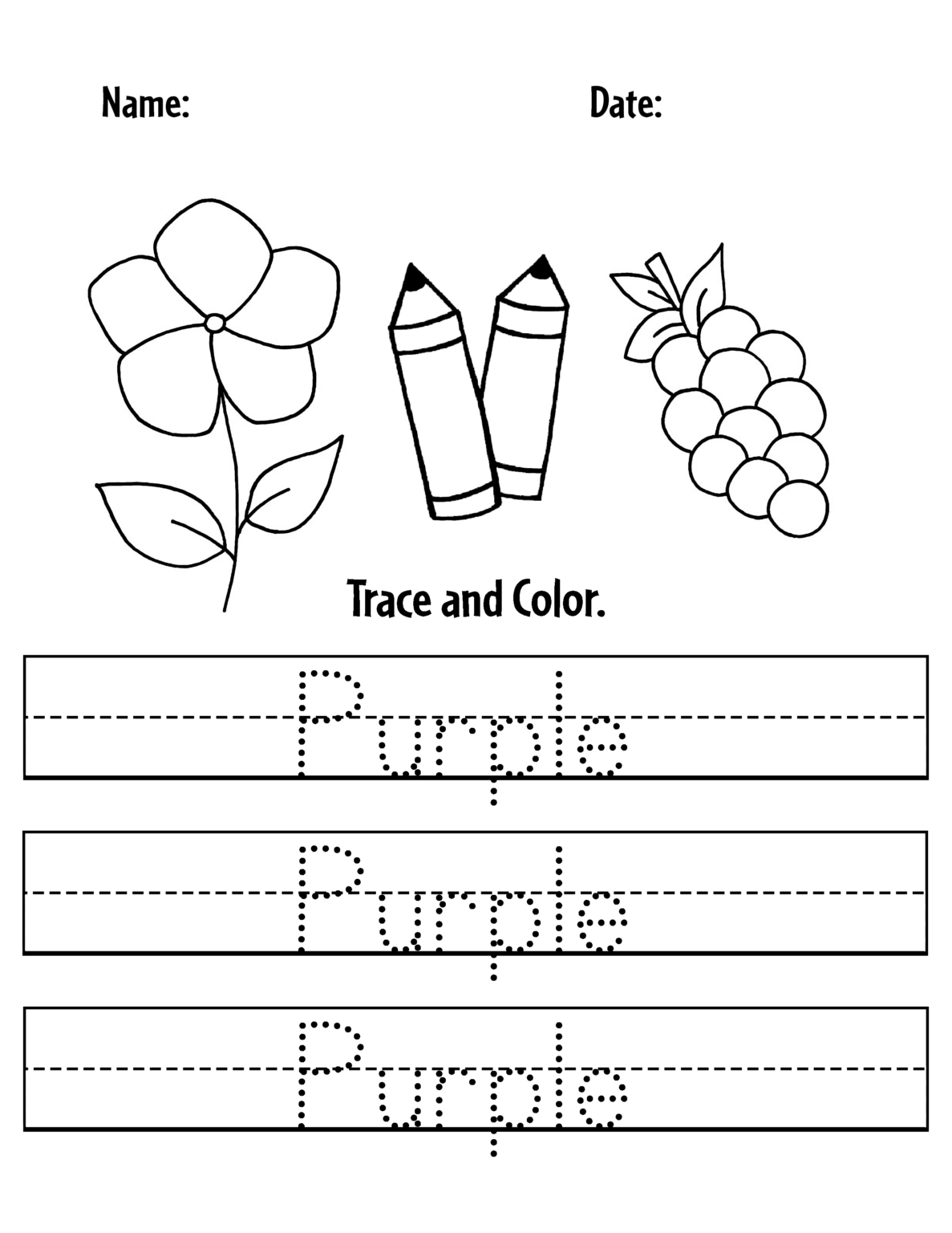 Purple Color Activities And Worksheets For Preschool The Hollydog Blog