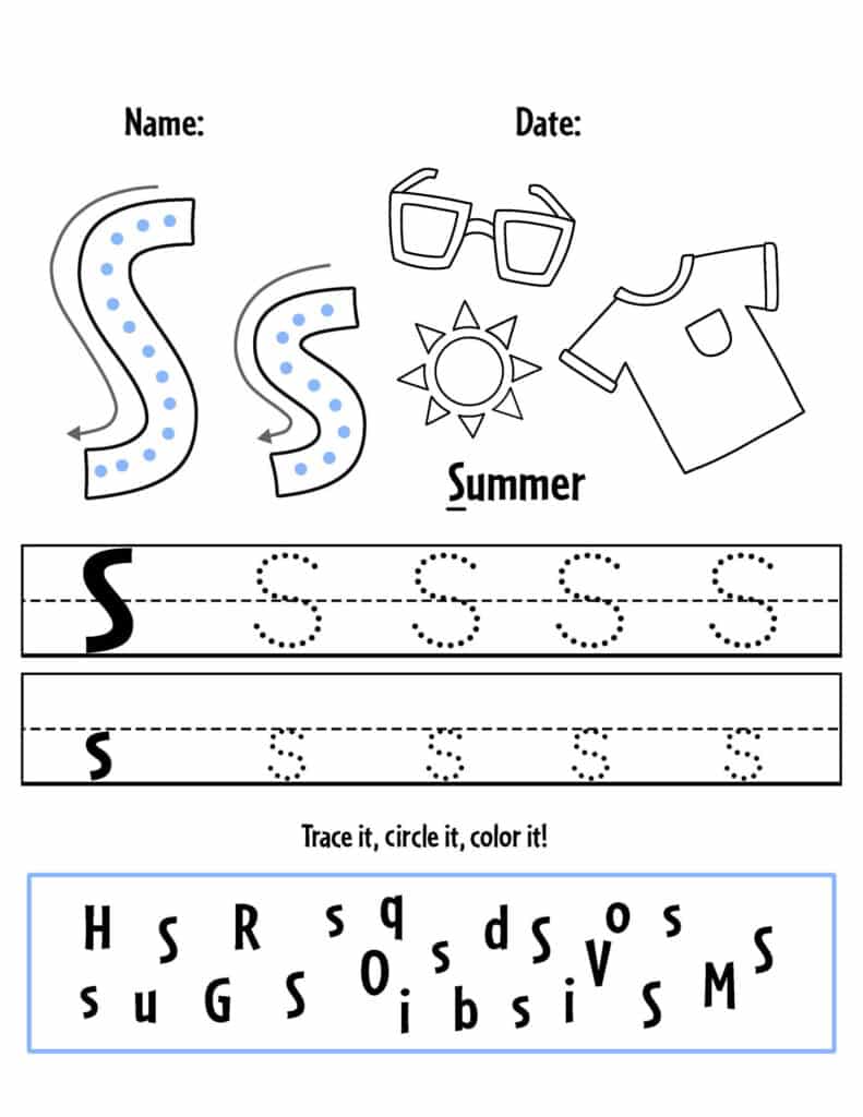 Letter S Tracing Sheet