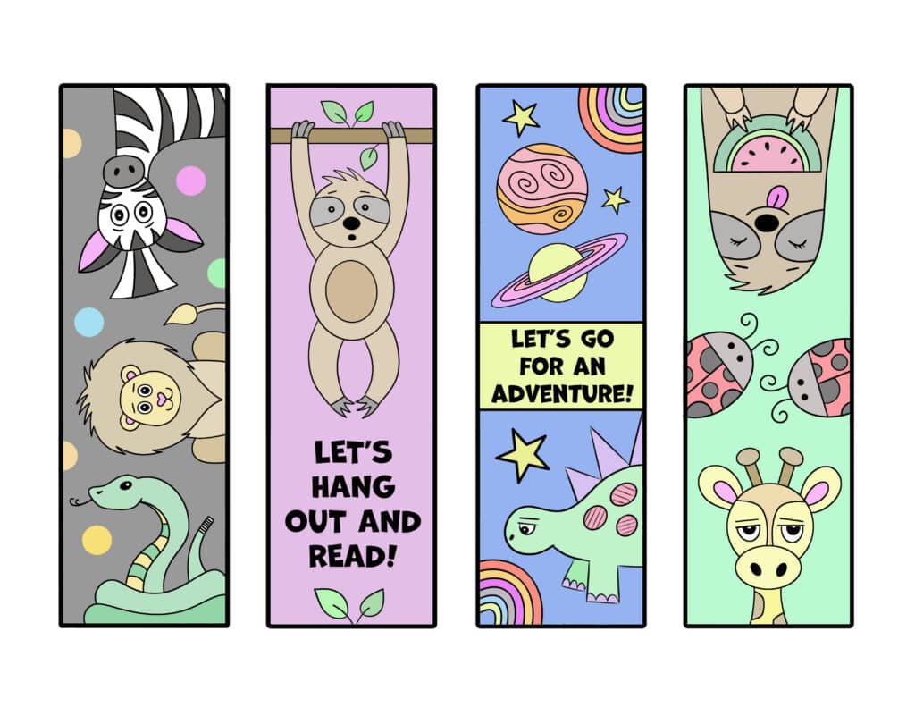 Bookmarks: animals, sloth, space