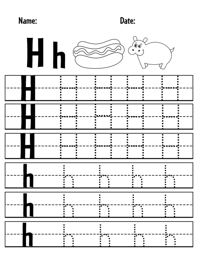 Letter H Tracing Sheet