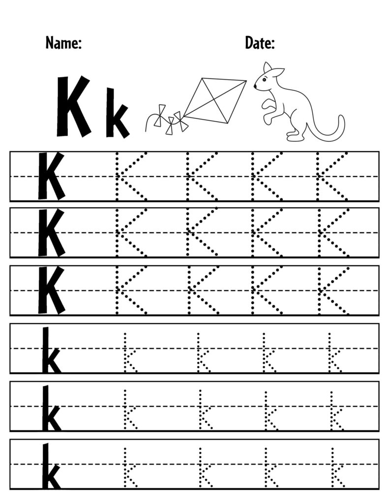 Letter K Tracing Sheet