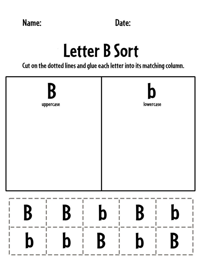 Letter B Uppercase and Lowercase Sorting Sheet