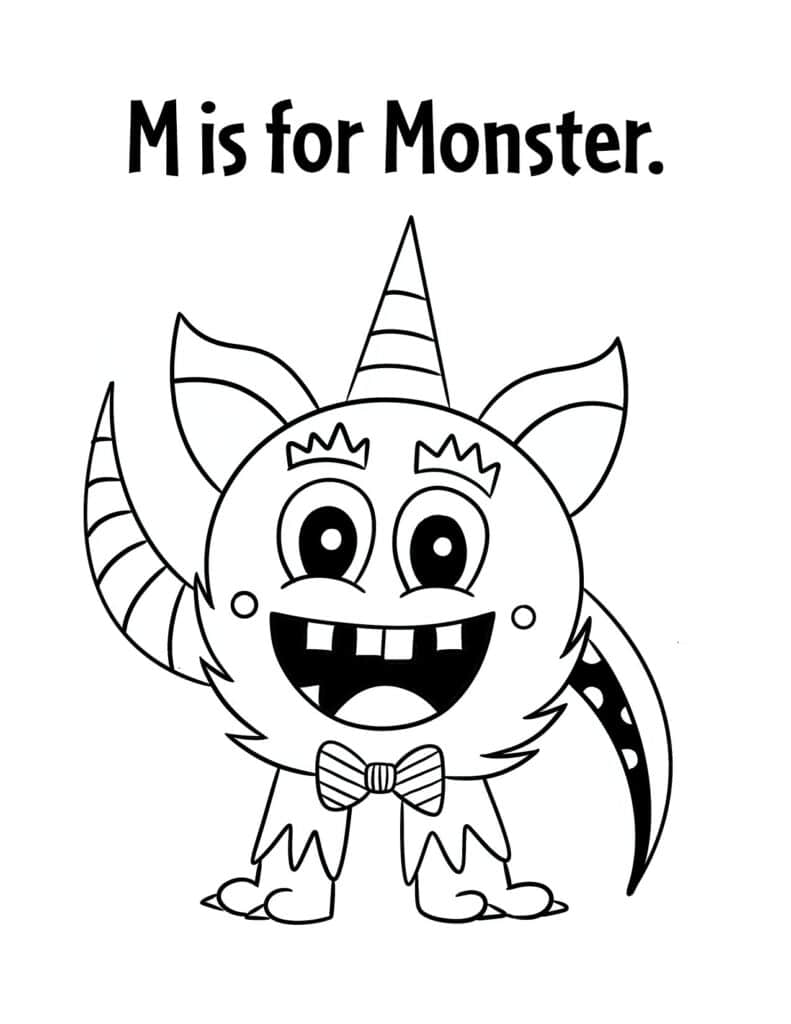 M is for Monster Coloring Page