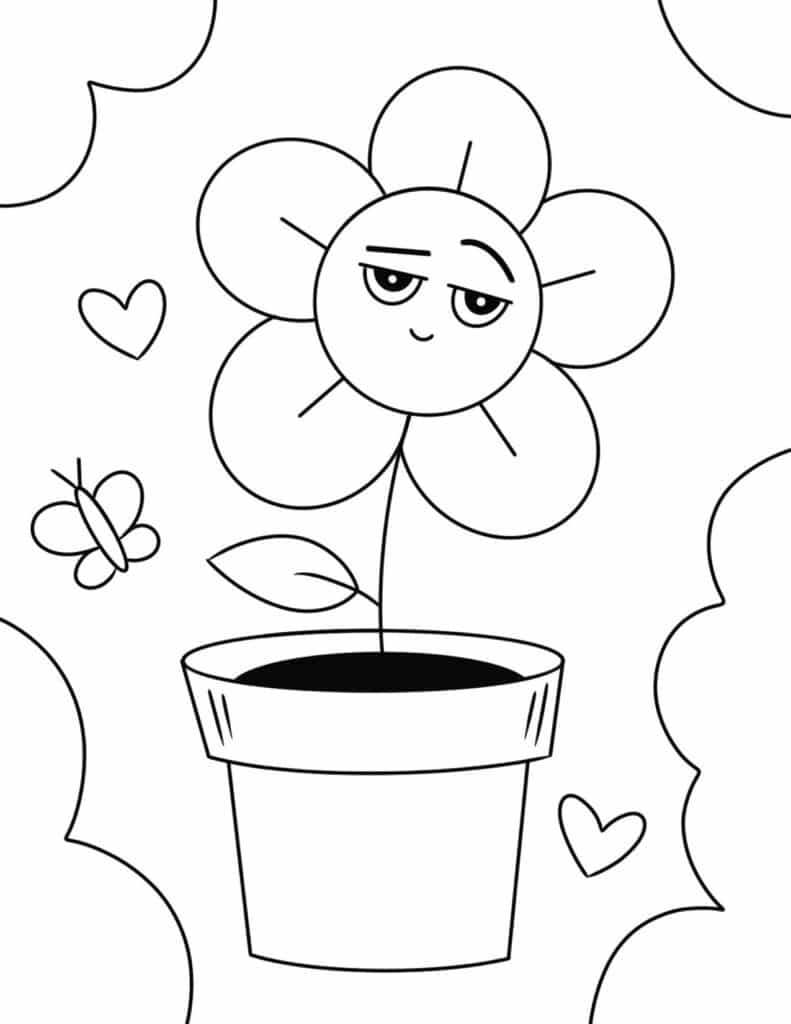 Flower in a Pot Coloring Page