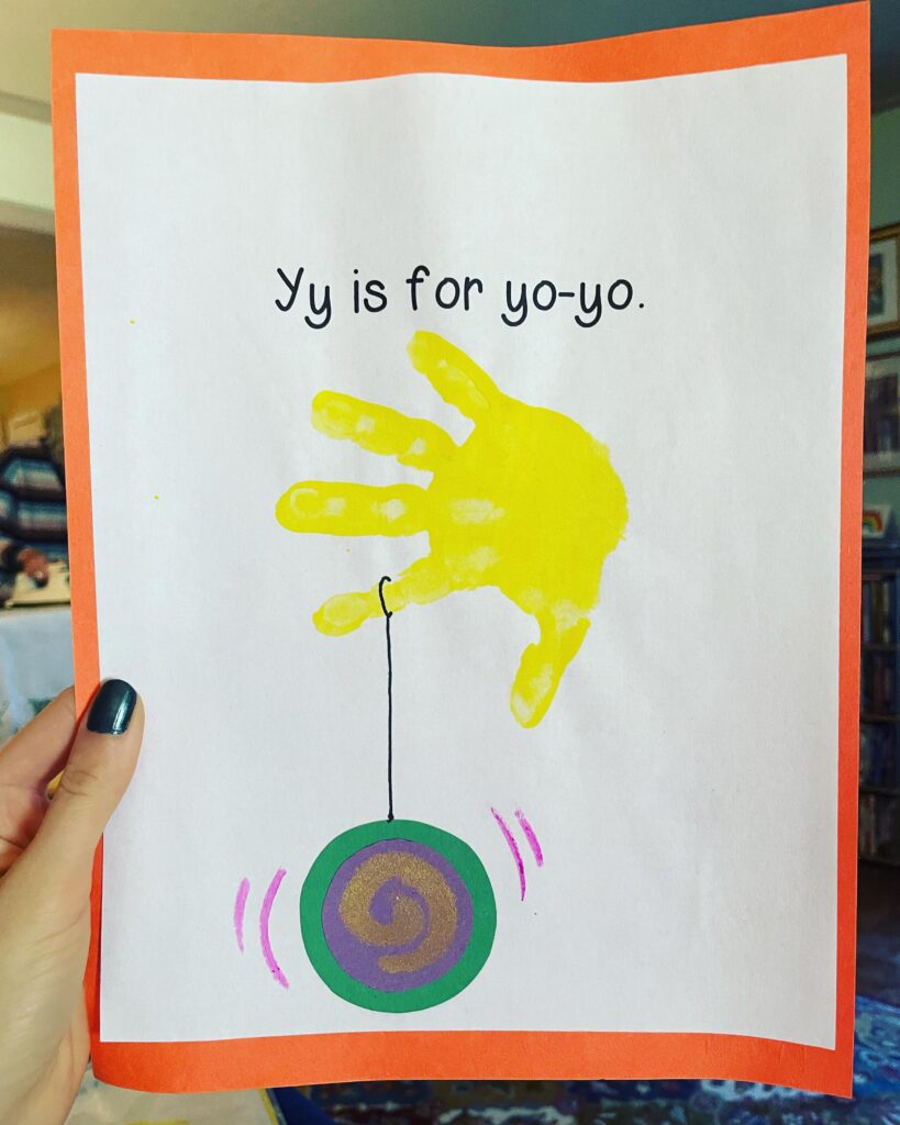Y is for Yo-yo Handprint Page