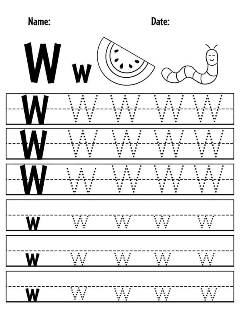 Letter W Tracing Sheet