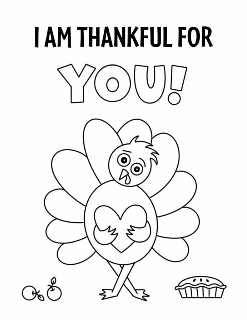 "I am Thankful for YOU" Coloring Page