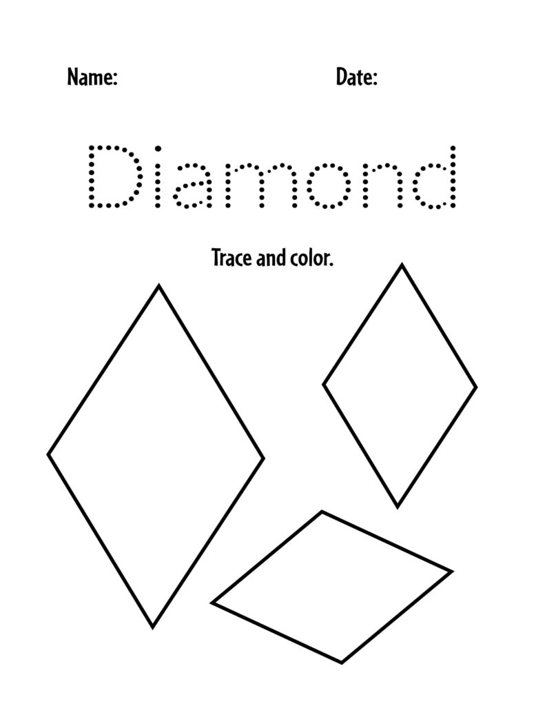 Diamond Trace and Color Worksheet