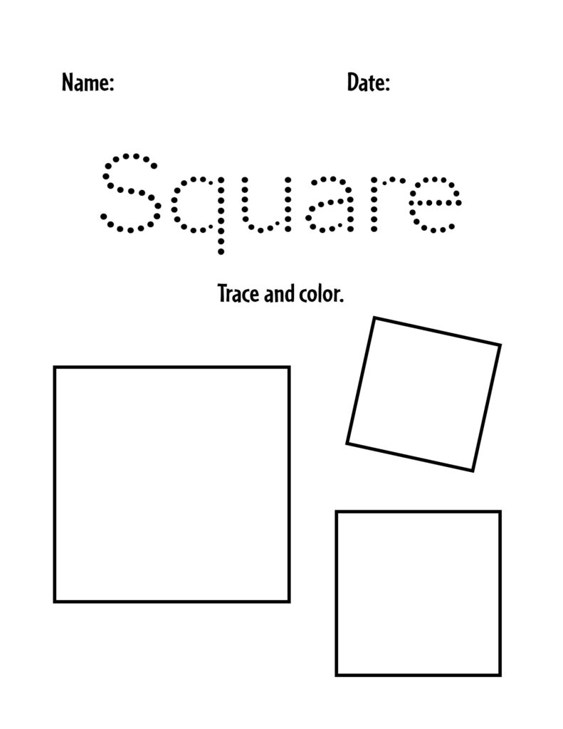 Square Trace and Color Worksheet