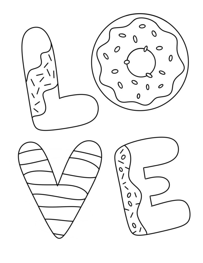 Love Donuts Coloring Page