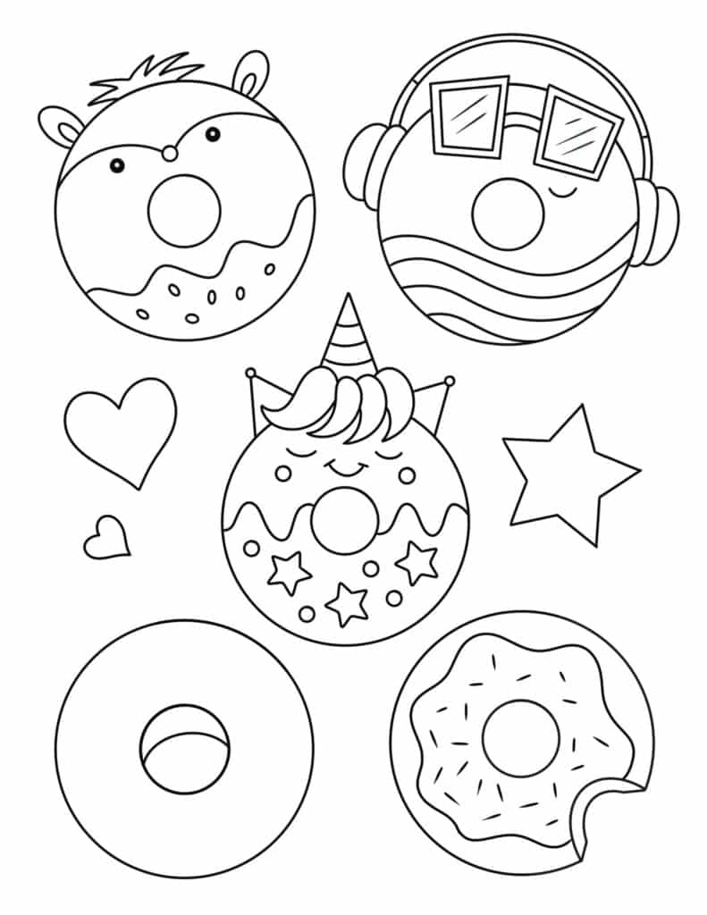 Party Donuts Coloring Page